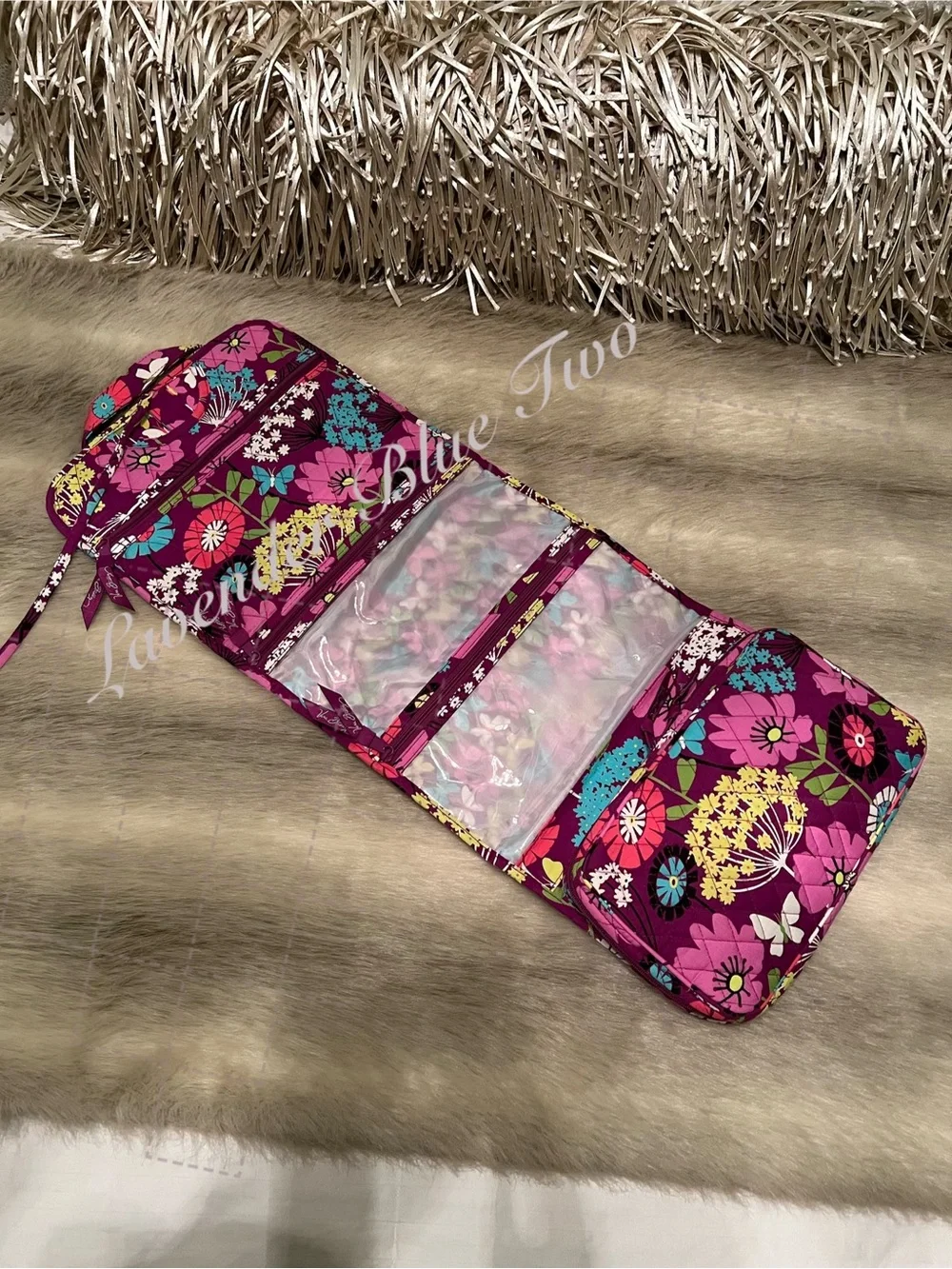 VERA BRADLEY Flutterby 2014 Iconic Grand Hanging Organizer Travel Toiletries Cos